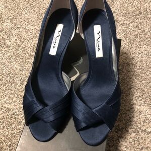Nina Women's Dark Blue Satin Heels